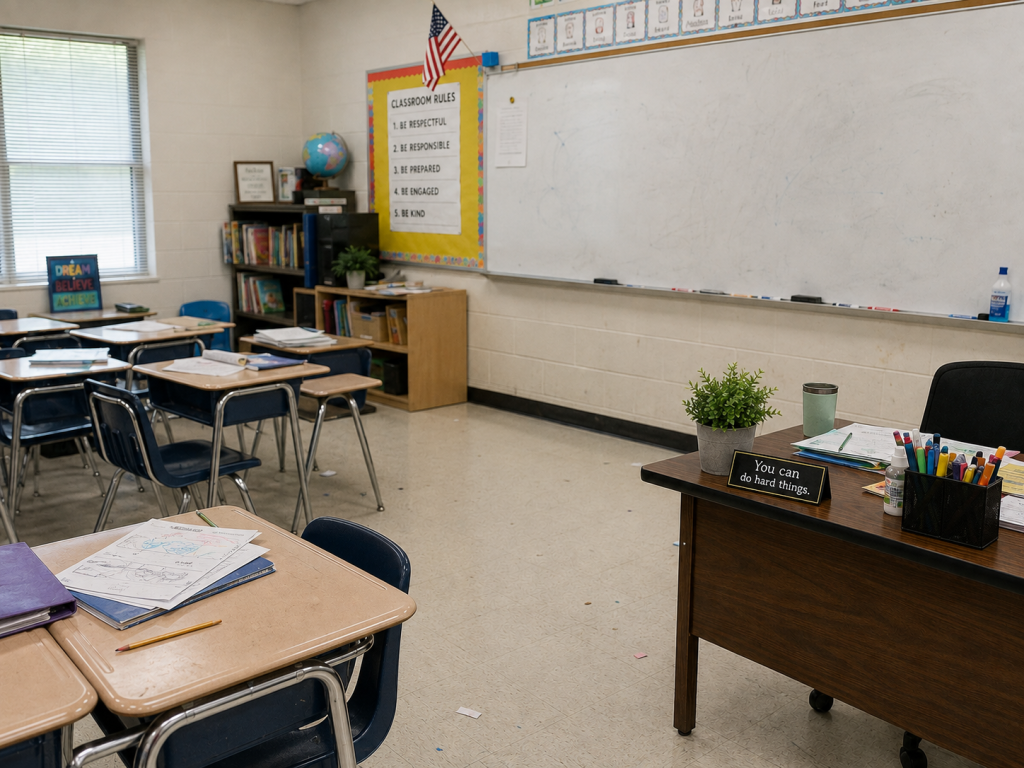 Classroom before cleaning