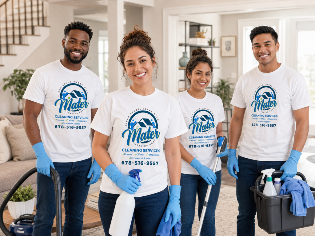 A cleaning team at work