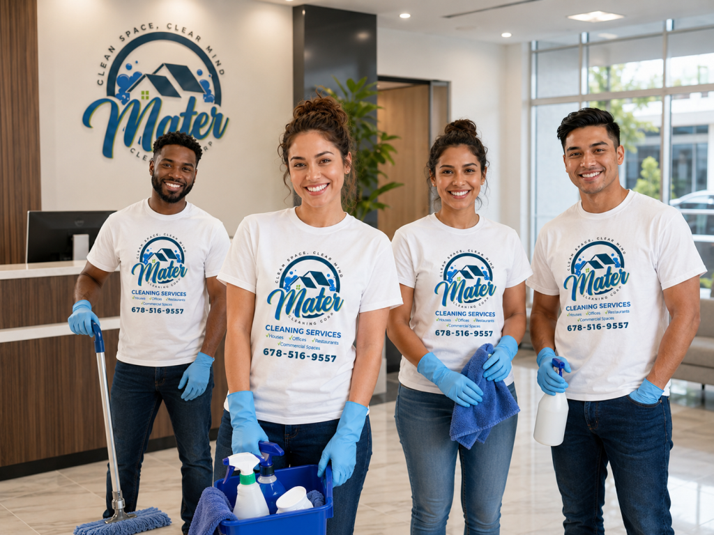 A cleaning team at work